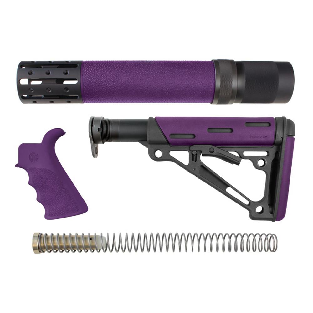 Hogue AR-15/M16 Kit Overmolded Beavertail Grip & Collapsible Mil-Spec Buffer Tube Buttstock Purple