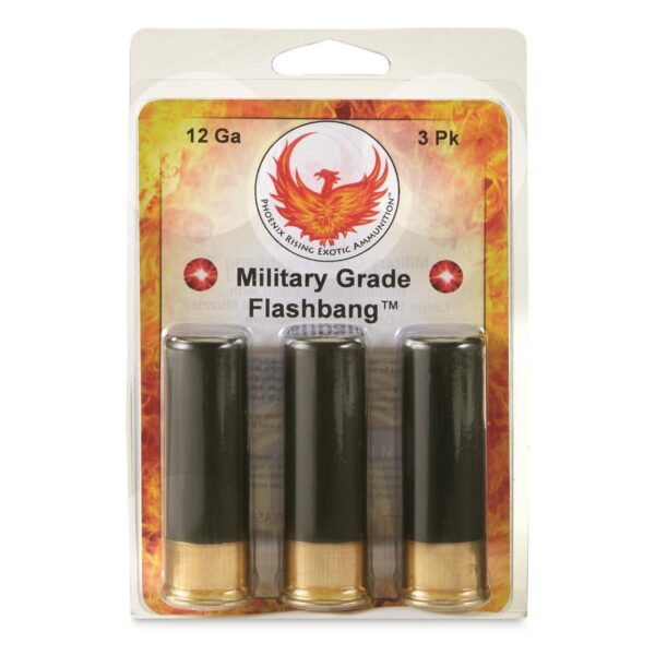 Phoenix Rising Military Grade Flash Bang Shotshells 12ga  2-3/4" 180 plus Decibel White Blast 3/ct