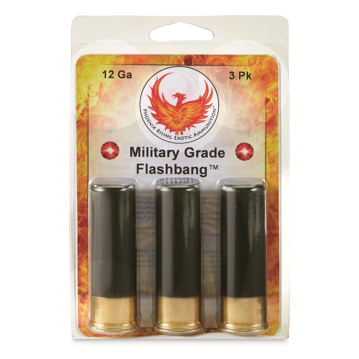 Phoenix Rising Military Grade Flash Bang Shotshells 12ga  2-3/4" 180 plus Decibel White Blast 3/ct