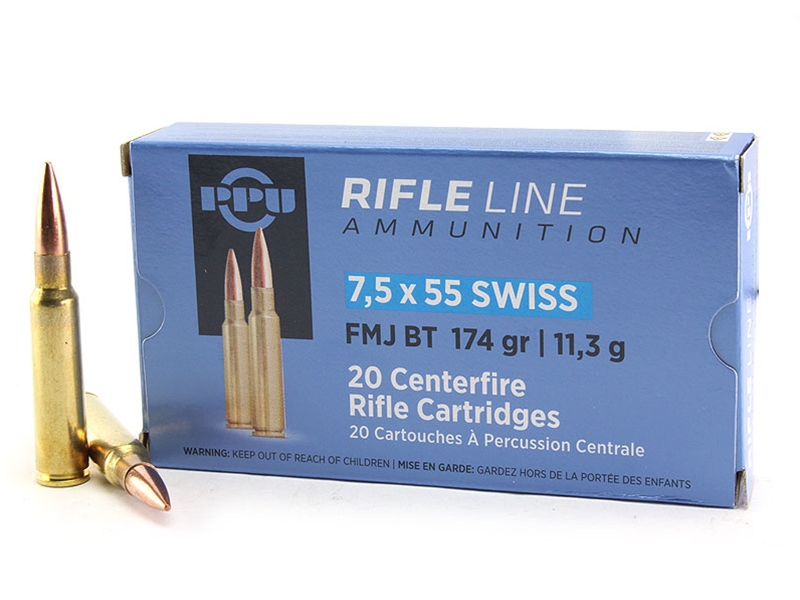 PPU 7.5 X 55 SWISS FMJ 174GR 20RD BOX 10 BOXES PER CASE