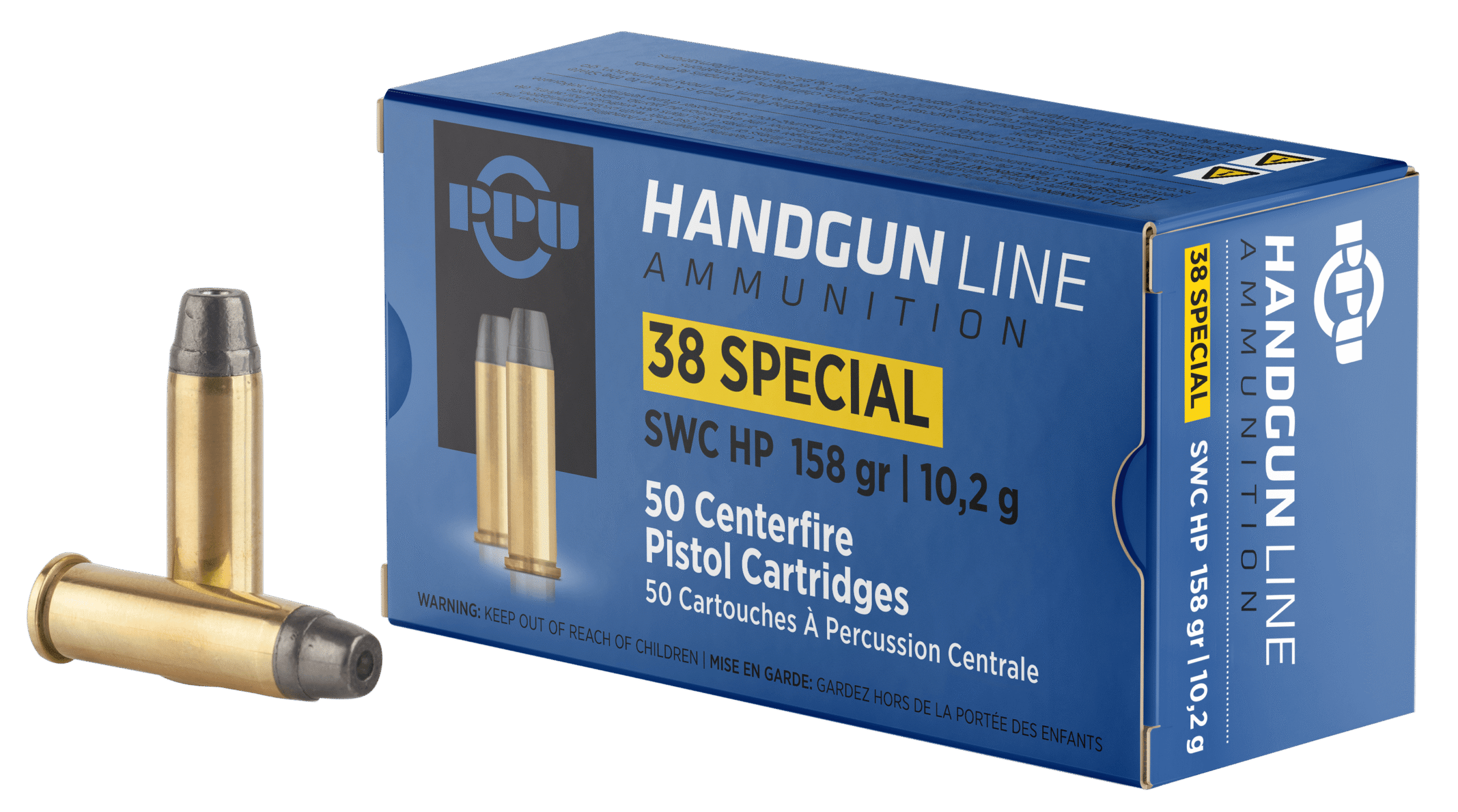 PPU .38 SPECIAL SWC HP 158G 50RD BOX 10 BOXES PER CASE