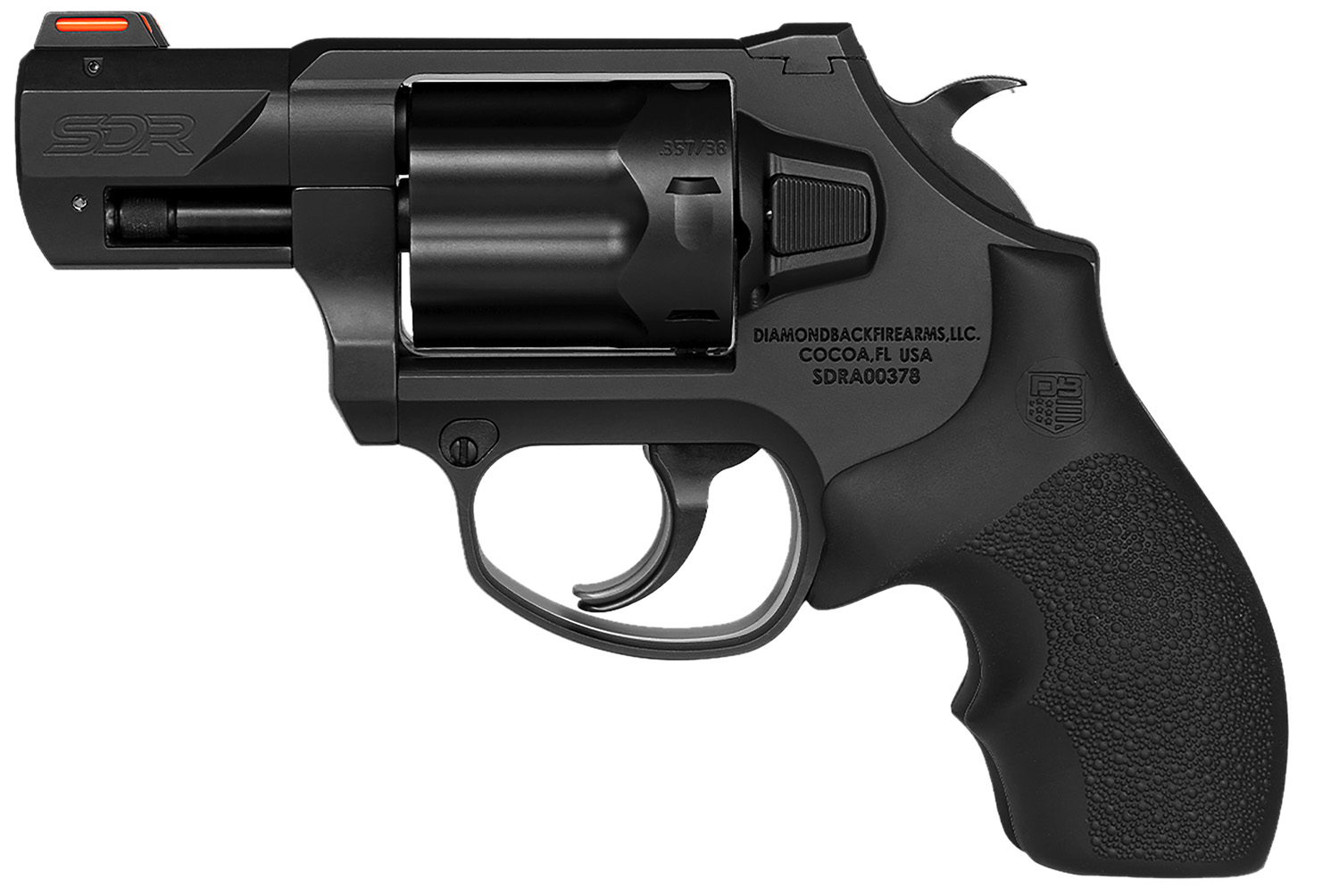 Diamondback DB0700S001 SDR  357 Mag/38 Special +P 6  Shot 2" Black Nitride Stainless Steel Barrel, Cylinder & Frame, Black Hogue Rubber Grip, Exposed Hammer