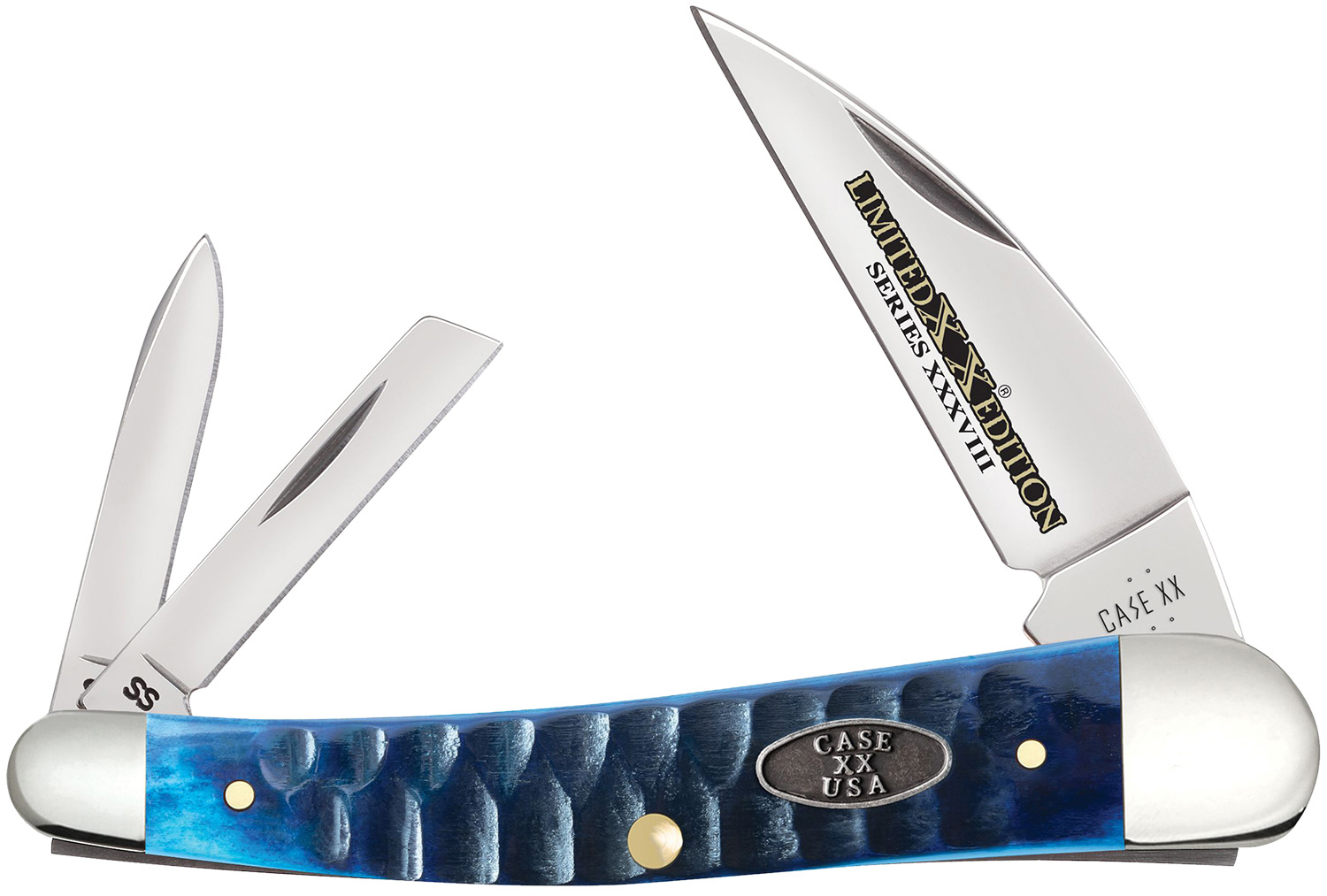 Case 53983 Seahorse Whittler  Ocean Blue Bone Handle