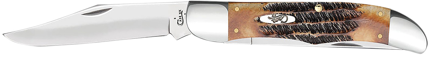 Case 03574 Hunter  4.10" Folding Plain Mirror Polished Tru-Sharp SS Blade, 6.5 BoneStag Handle
