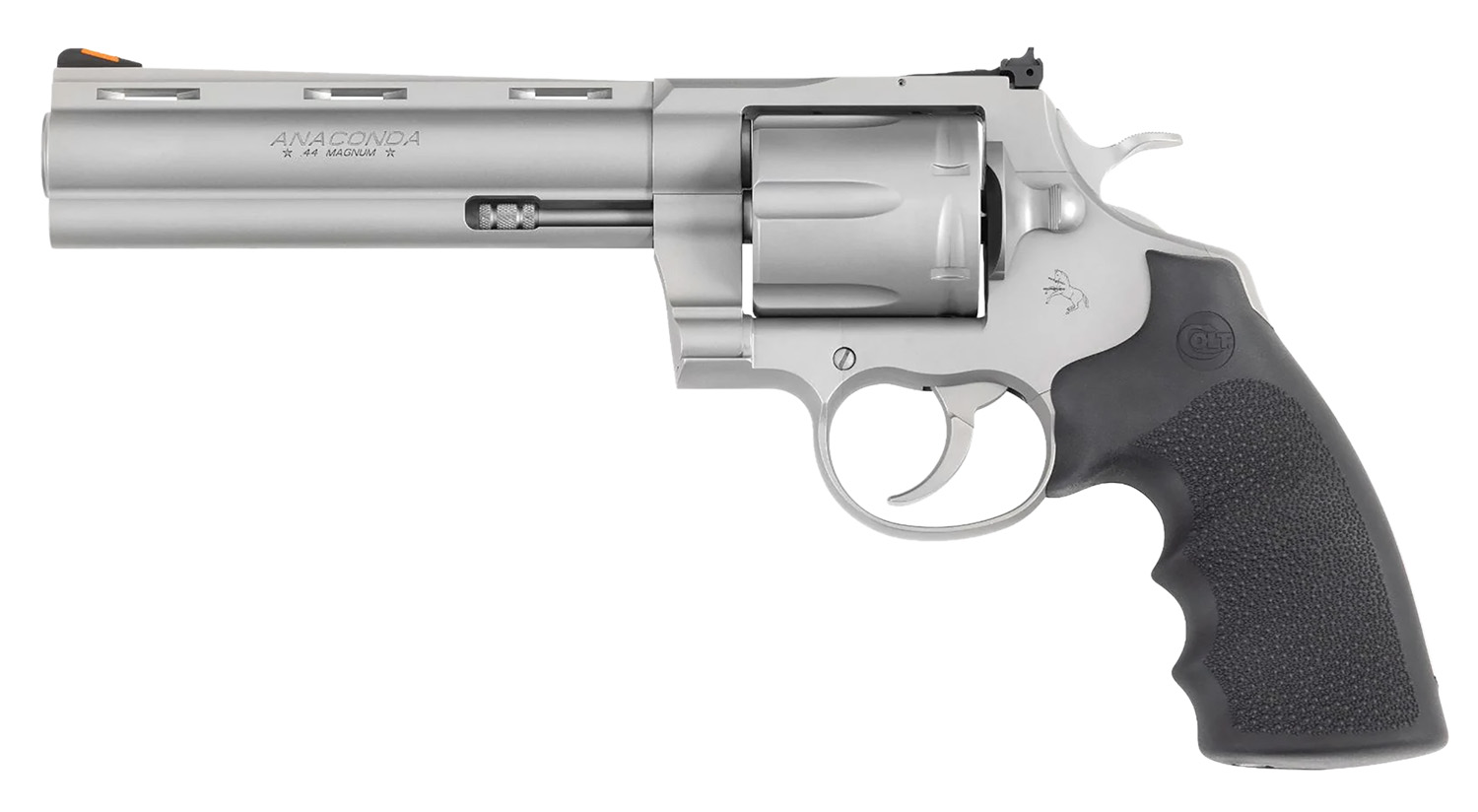 Colt Mfg ANACONDASM6RTS Anaconda  44 Mag 6rd Shot 6" Matte Stainless Vent Rib Barrel, Cylinder & Frame, Black Grip