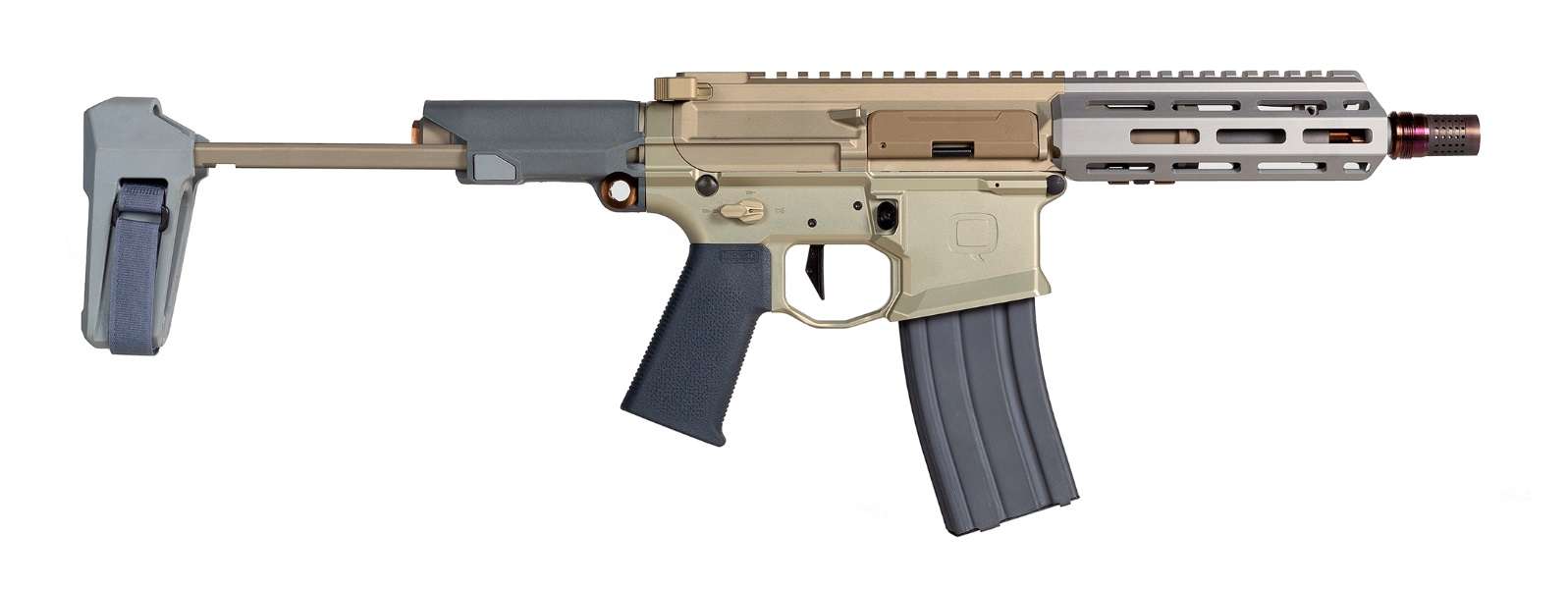 Q HONEY BADGER 300BLK PSTL 7" WITH BRACE BLK/GRY 1-30RD