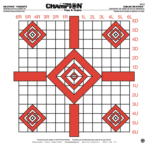 CHAMPION RE-STICK REDFIELD - SIGHT IN SELF-ADHESIVE 25PK