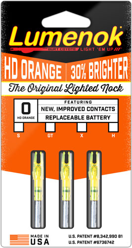 LUMENOK LIGHTED NOCK - GT-SERIES HD ORANGE 3PK