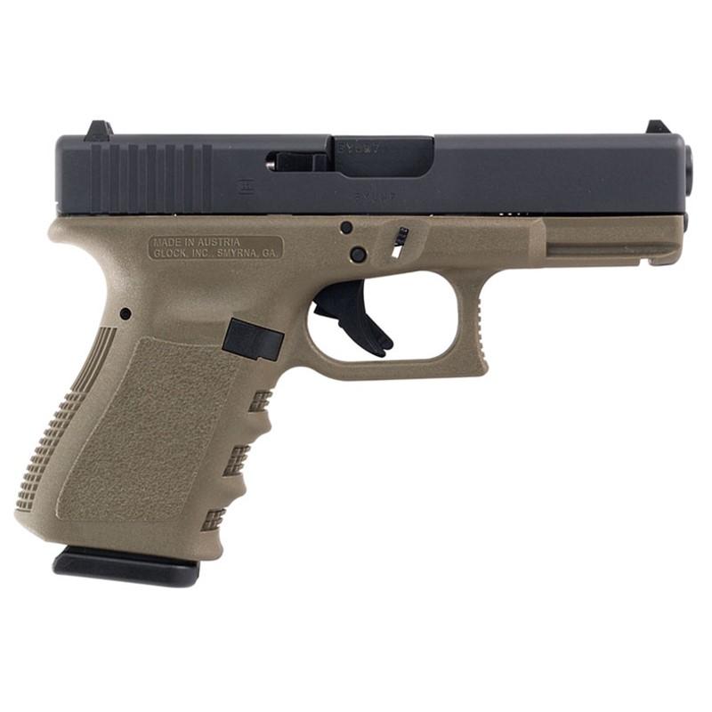 Glock 19 Gen 3 Compact Handgun 9mm Luger 10/rd Magazines (2) 4.02" Barrel OD Green with Black Slide Austria