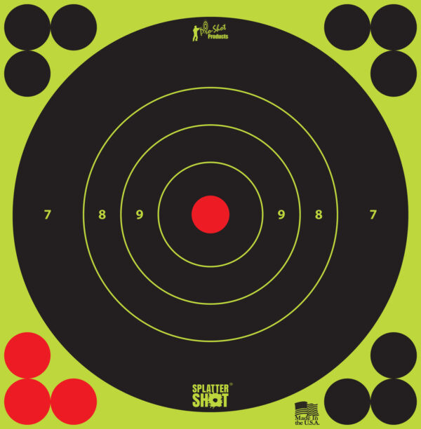 Pro-Shot 6BGREEN12PK SplatterShot  Self-Adhesive Paper Black/Green 6" Bullseye 12 Pack