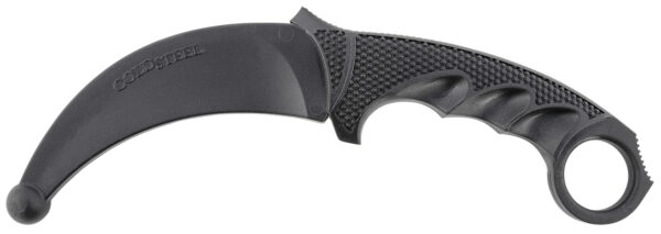 Cold Steel CS92R49 Karambit Rubber Trainer 4" Fixed Plain Black Santoprene Blade/Black Deep Checkered w/Ring Pommel Santoprene Handle