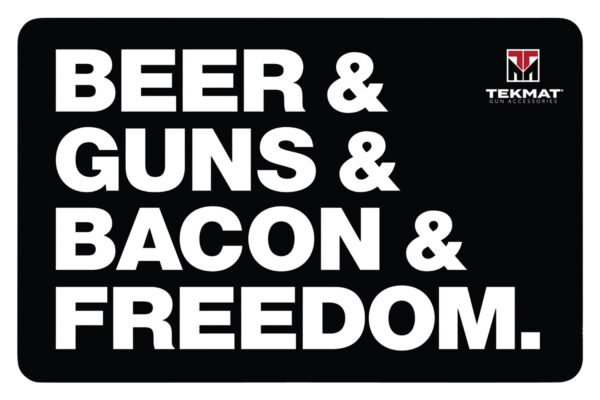 TekMat TEKR17BGBF  Cleaning Mat Black/White Rubber 11"x17" "Beer & Guns & Bacon & Freedom"