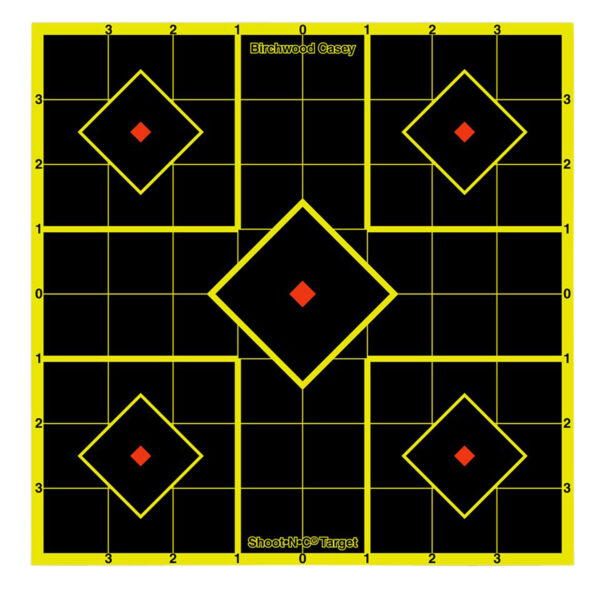 Birchwood Casey 34112 Shoot-N-C Reactive Target Self-Adhesive Paper Multi Color 8" 5-Diamond 15 Pack