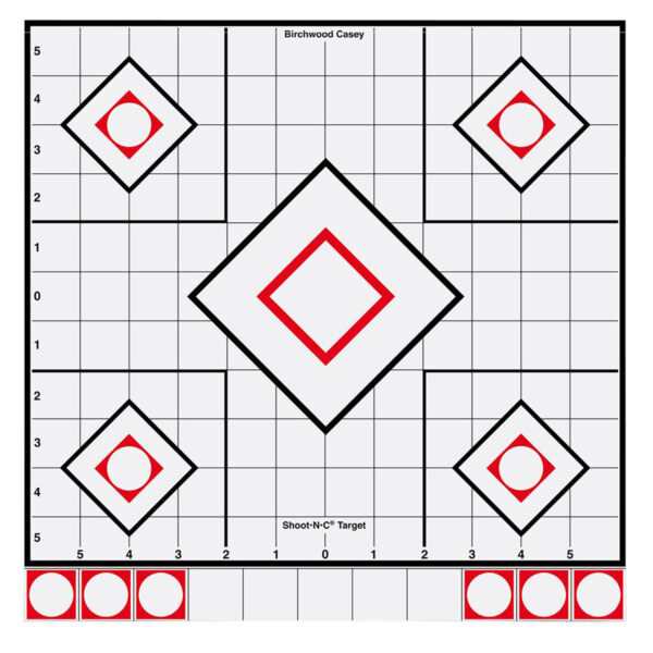 Birchwood Casey 34219 Shoot-N-C Reactive Target Self-Adhesive Paper White/Red 12" 5-Diamond 5 Pack