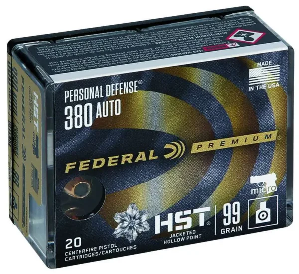 FEDERAL 380 AUTO 99GR HST JHP 20 RD/BX 10 BX/CS