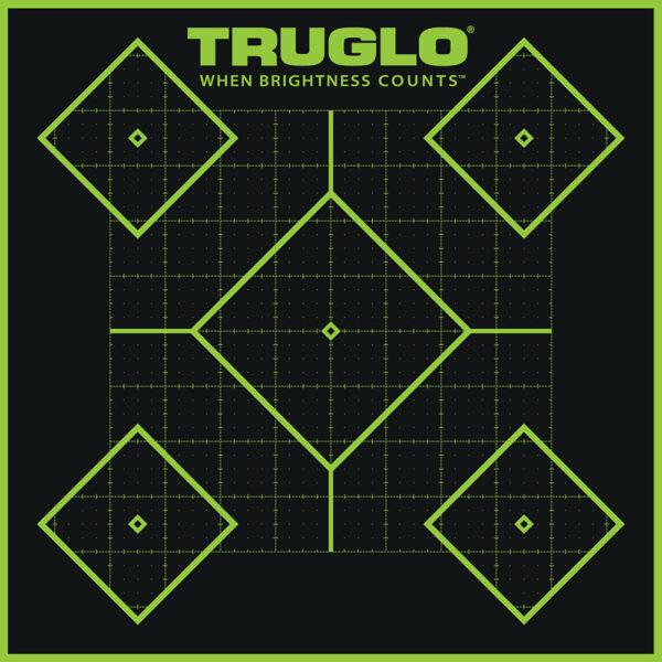 TruGlo TG14A6 Tru-See 5- Diamond Target Self-Adhesive Heavy Paper Black/Green 12"x12" 6 Pack