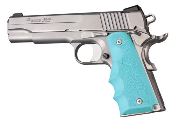 Hogue Govt. Model Rubber Grip with Finger Grooves-Aqua