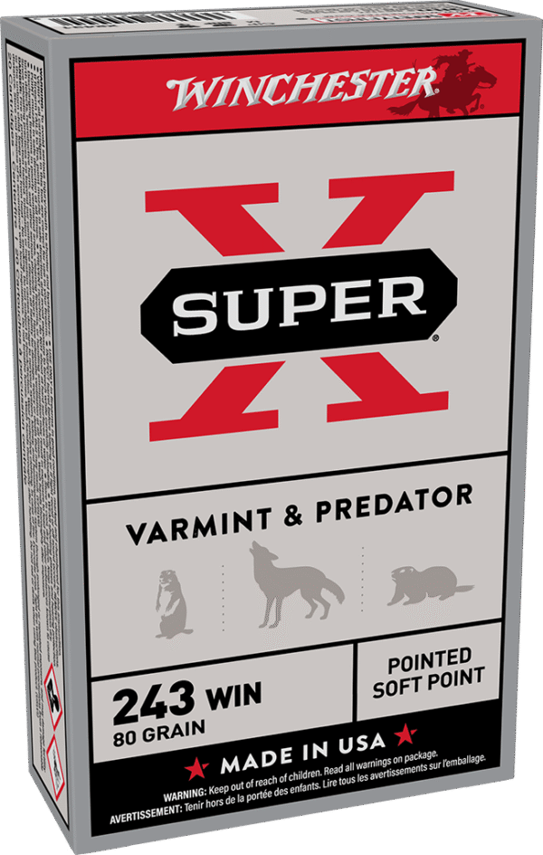 WINCHESTER SUPER X POWER POINT 243WIN 80GR PSP 20RD BX 200RD CASE