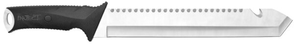 Sturdy knife with a textured grip and long blade