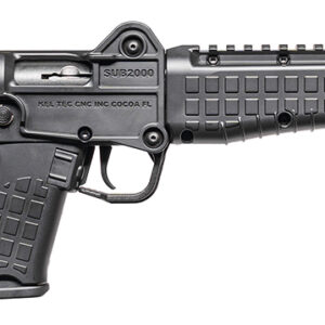 Black firearm with a tactical design