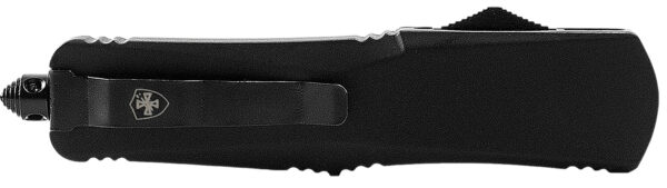 Templar Knife SBR331 Gen II  Small 2.75" OTF Drop Point Plain Black Oxide Stonewashed 440C SS Blade, 4.25" Aluminum/Rubber Handle, Glass Breaker