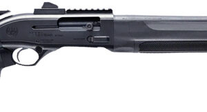 Side view of a modern shotgun with tactical features.