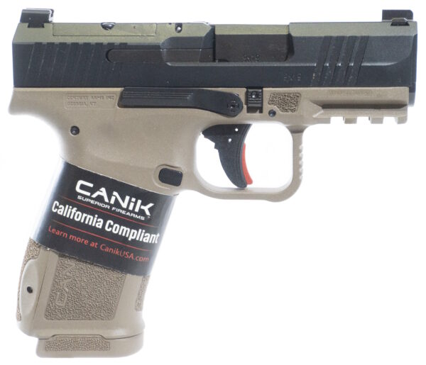 Canik handgun with California compliant label.