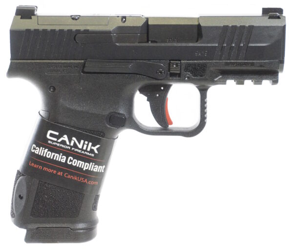 Canik firearm with California compliant label.