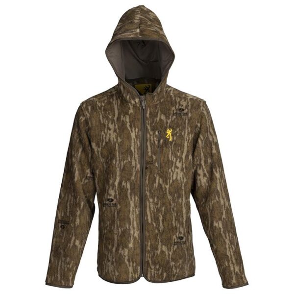 Camo zip-up jacket with a hood