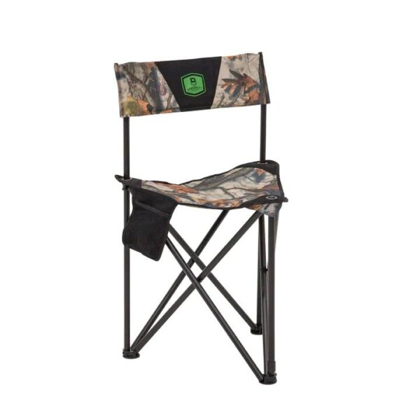 Portable camping chair with camouflage design.