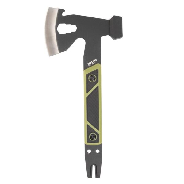Multi-functional tool with pry and hammer features.