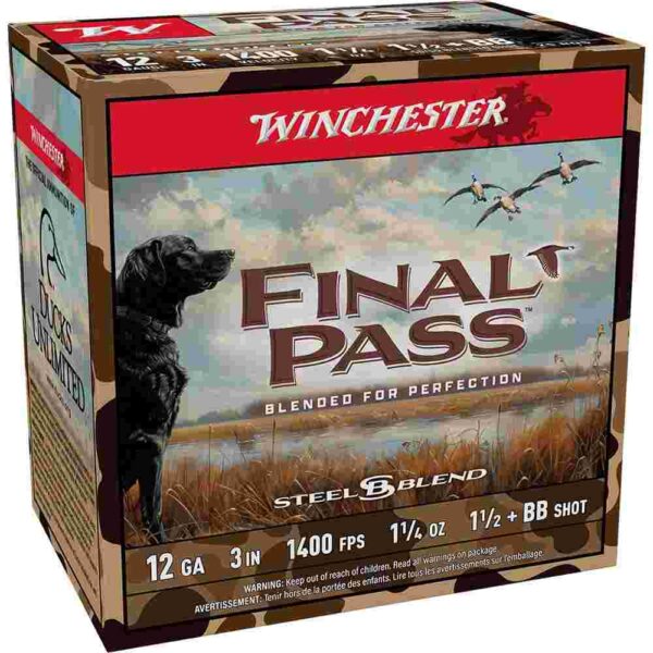 Winchester Final Pass ammunition packaging for hunting ducks.