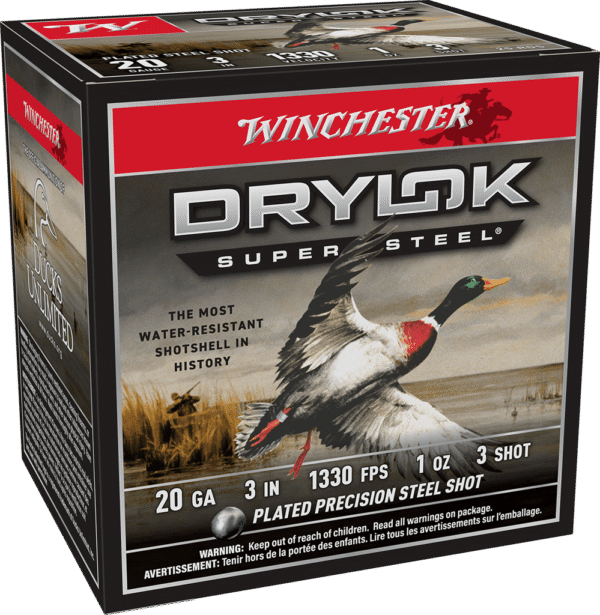WINCHESTER DRYLOK STEEL 20G 3" 1OZ #3 SHT 25RD BX 250RD CASE