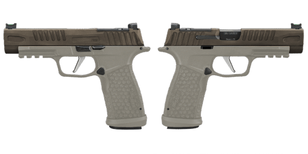 Side view of a Sig Sauer P365 handgun.