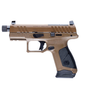 Beretta APX handgun in dark tan color.