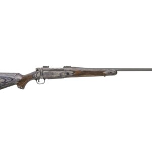 Side view of a modern hunting rifle.