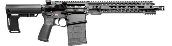 Modern firearm with tactical features and design.