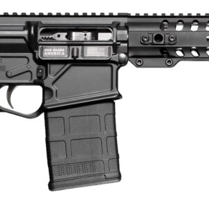 Modern tactical rifle with sleek design.