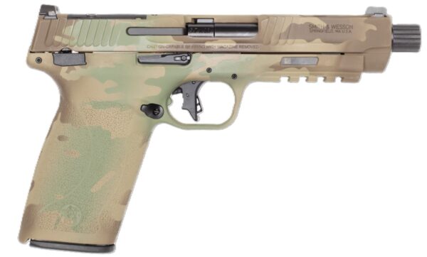 Smith & Wesson pistol with camouflage design.