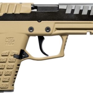 Tan semi-automatic handgun on a white background