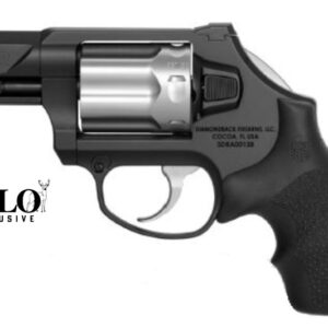 Compact black revolver with silver cylinder