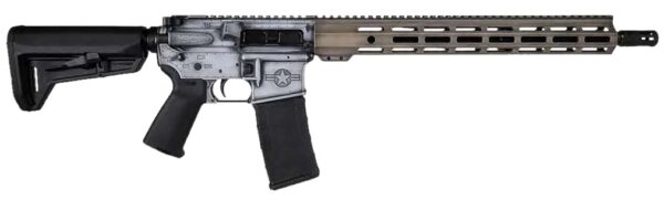 Side view of a modern rifle with accessory rail.