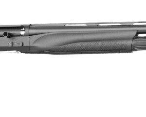 Side view of a black shotgun.