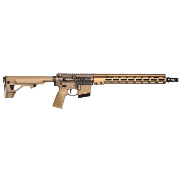 Desert tan rifle with modular design.