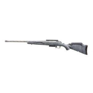 Side view of a modern hunting rifle.