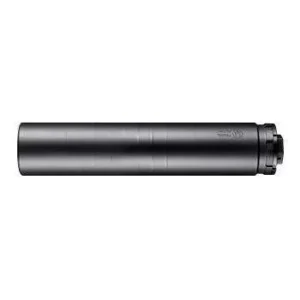 Black cylindrical suppressor for firearms