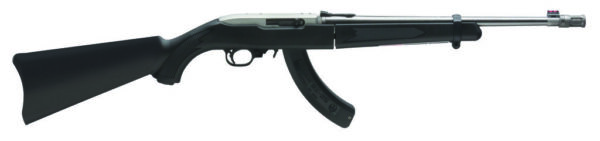 Side view of a semi-automatic rifle.