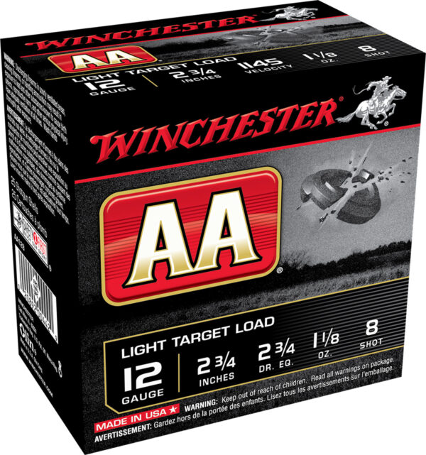 Winchester AA 12 gauge target load ammunition package.