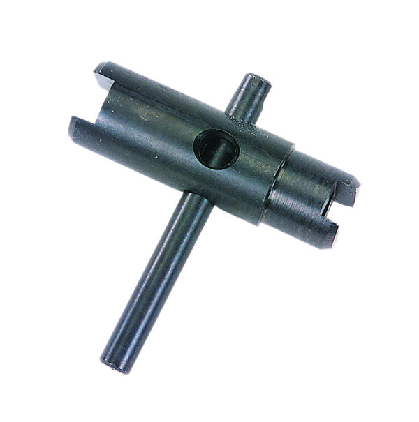 Industrial tool with a cylindrical body and handle.