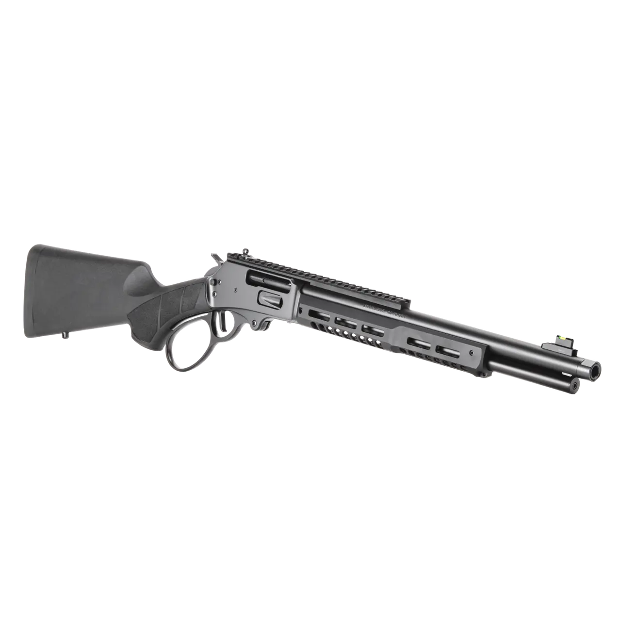 Side view of a modern rifle.